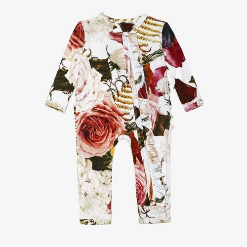 Black Rose Ruffled Zippered One Piece | Posh Peanut