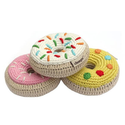 Crocheted Donut Rattle | White | Cheengoo