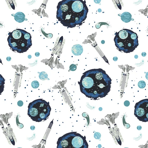 Space Luxury Muslin Crib Sheet | Bebe au Lait