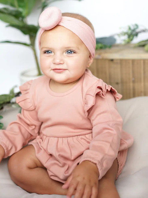 Long Sleeve Flutter Romper | Blush | Emerson and Friends