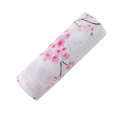 Introducing the Malabar Baby Organic Swaddle in the enchanting Cherry Blossom print.
