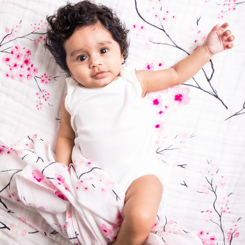 Organic Swaddle | Cherry Blossom | Malabar Baby