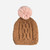 Cable Knit Hat with Colored Fur Pom | Pecan with Blush | The Blueberry Hill