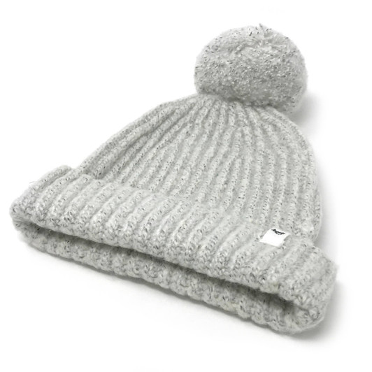 Marled Knitted Pom Hat | Light Grey | Oh Baby!