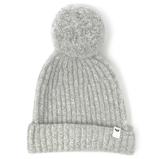 Marled Knitted Pom Hat | Light Grey | Oh Baby!