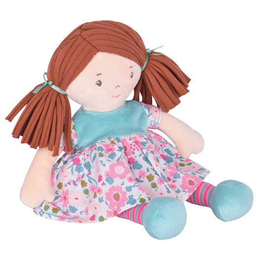 Lil'l Katy - Dk Brown hair with pink & sea green dress | Tikiri Toys