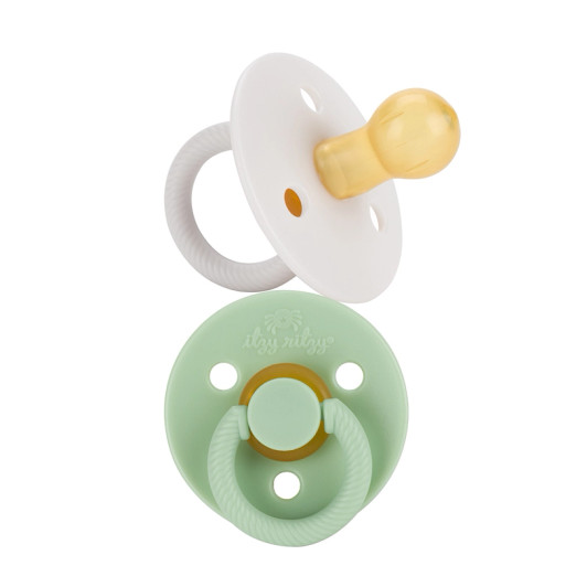  Itzy Soother| Natural Rubber Pacifier | 0-6M | Mint & White | Itzy Ritzy
