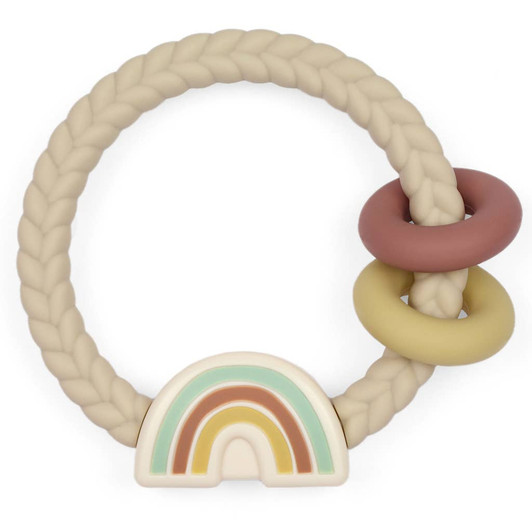 Ritzy Rattle with Teething Rings | Natural Rainbow | Itzy Ritzy