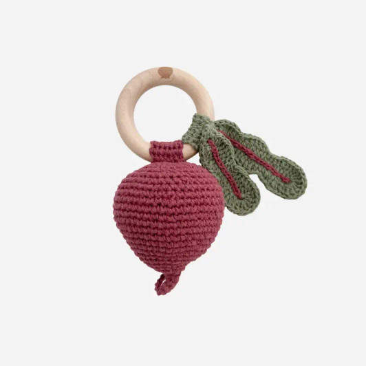 Cotton Crochet Rattle Teether | Beet | The Blueberry Hill