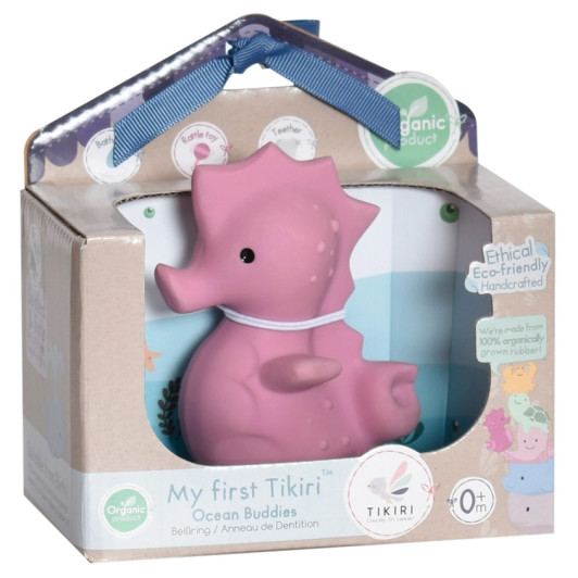 Seahorse - Organic Natural Rubber Rattle, Teether & Bath Toy | Tikiri Toys