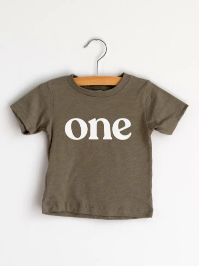 One Modern Birthday Shirt Kids Tee | Olive | Gladfolk