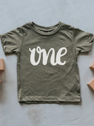  One First Birthday Baby Tee | Olive | Gladfolk