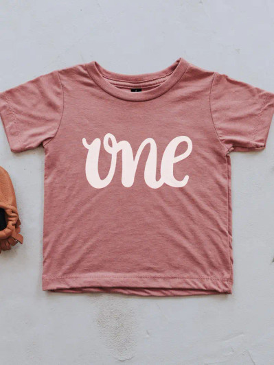  One First Birthday Baby Tee | Mauve | Gladfolk
