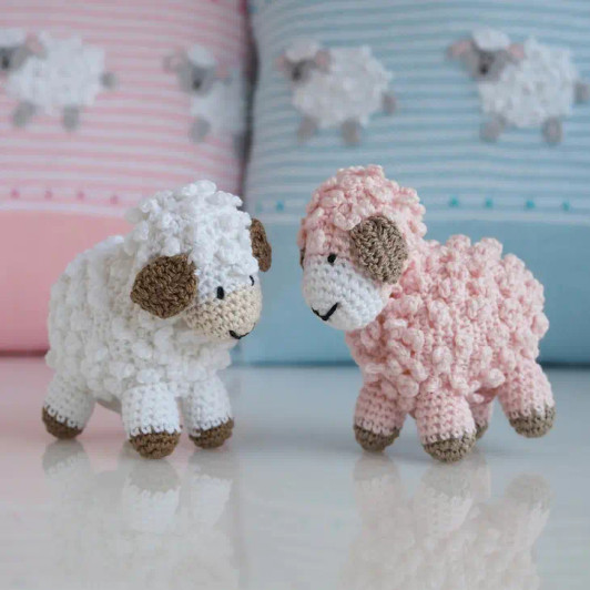  Little Crochet Lamb | Pink | Melange Collection