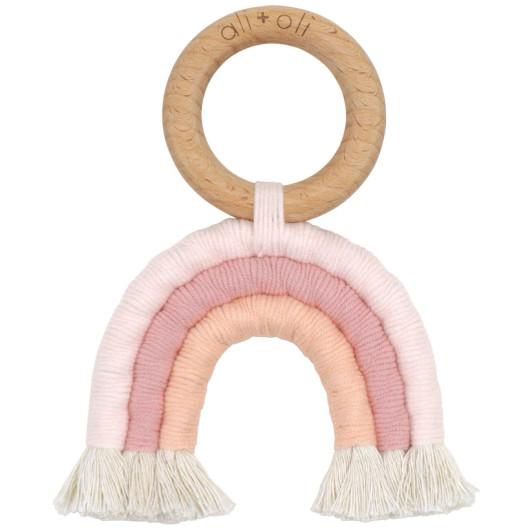 Mini-Macramé Rainbow Teething Toy for Baby | Watermelon | Ali Oli