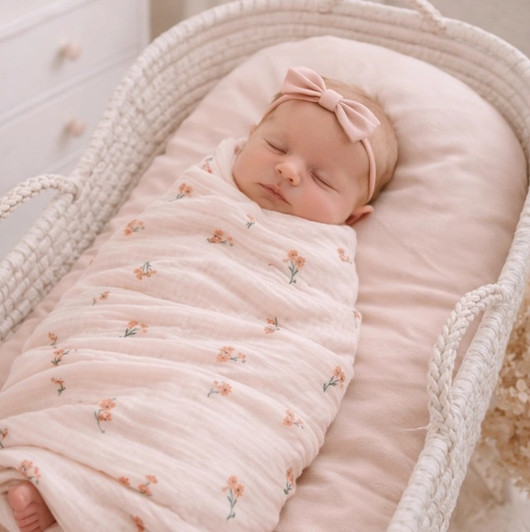 Ali + Oli Muslin Swaddle Blanket (Petite Posies)