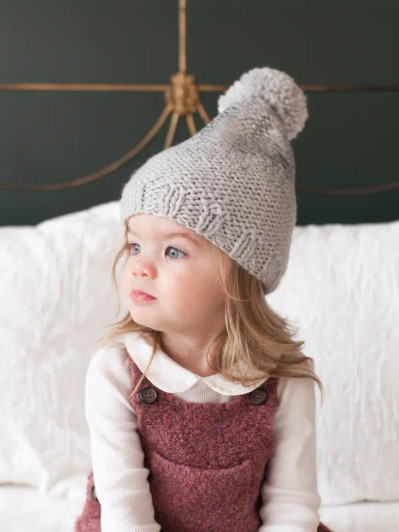 Pearl Metallic Knit Hat with Yarn Pom | The Blueberry Hill