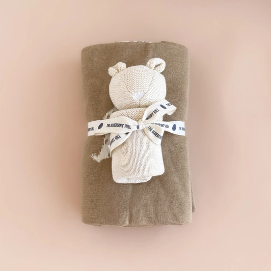 Honey Bear Blanket & Lovey Baby Gift Set | Organic Cotton | The Blueberry Hill
