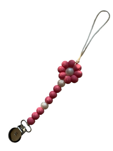 Quinn Pacifier and Toy Clip | Baby Pink | Three Hearts