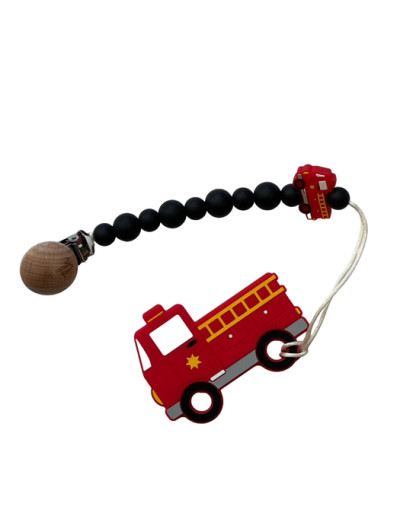 Teether and Clip Bundle | Fire Truck | Three Hearts