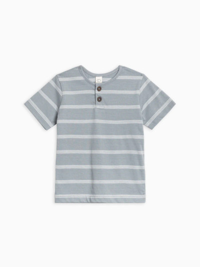 Reef Short Sleeve Henley - Drew Stripe / Mist | Colored Organics