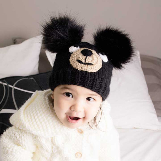 Black Bear Knit Beanie Hat for Babies, Toddlers & Kids | Bunnies by the Bay