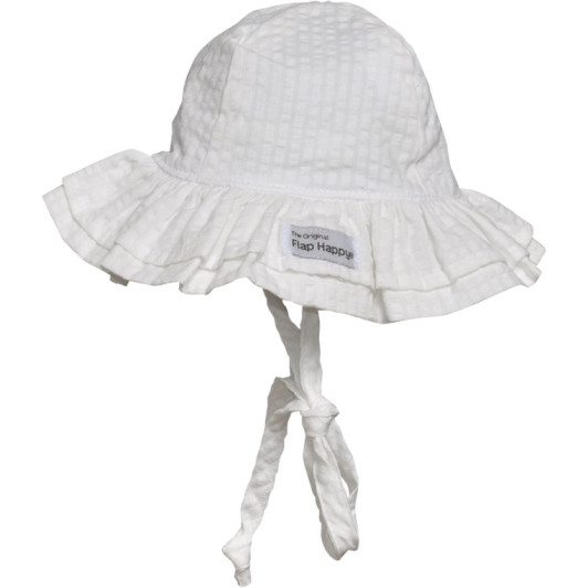 UPF 50+ Double Ruffle Hat | Vanilla Stripe Seersucker | Flap Happy