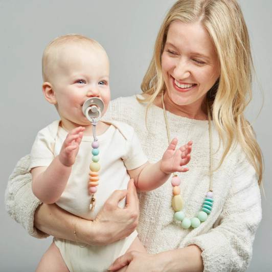 Rainbow Sherbert Mini Pacifier Clip | January Moon