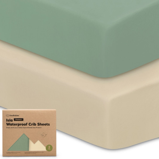 2-Pack Isla [Protect+] Waterproof Crib Sheets (Avocado) | KeaBabies