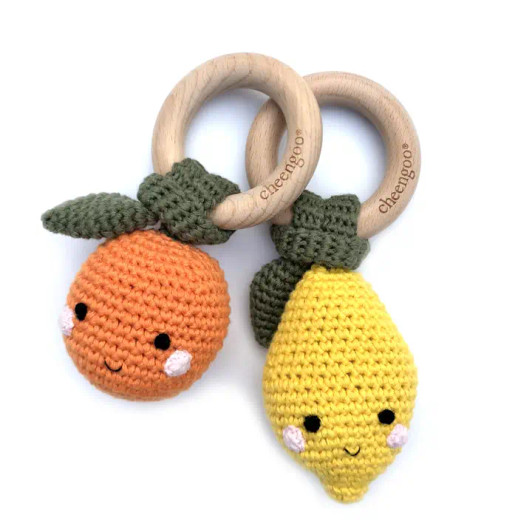 Orange Teething Rattle | Cheengoo