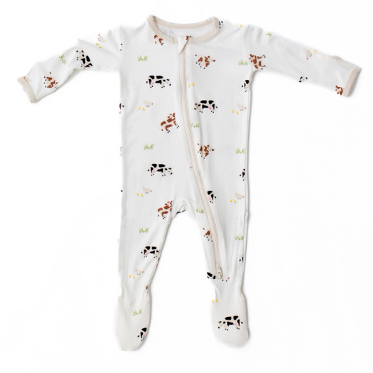 Cow Zippered Footie | Bamboo Little