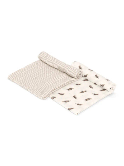 Otter and Taupe Swaddle Set | Bamboo Little