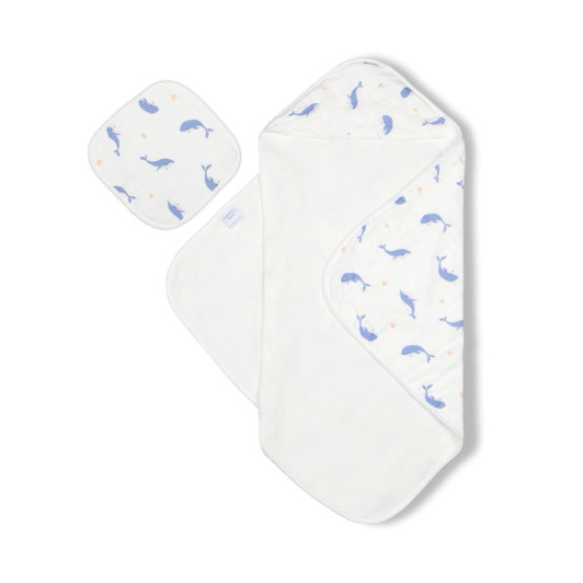 Whale Hooded Towel Set | Bamboo Little