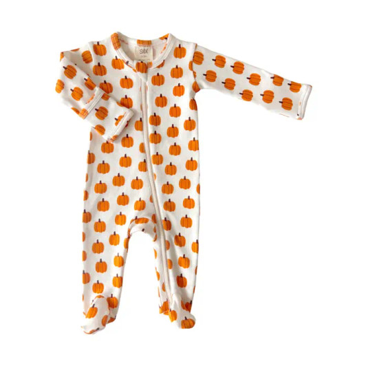 Pink Pumpkin Patch | Organic 2-Way Zip Romper | Siix Collection