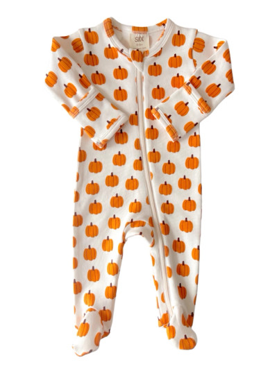 Pink Pumpkin Patch | Organic 2-Way Zip Romper | Siix Collection