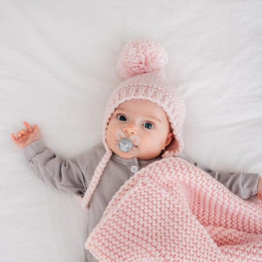  Blush Pink Garter Stitch Beanie Hat for Babies and Toddlers | Huggalugs