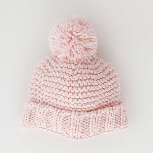 Blush Pink Garter Stitch Beanie Hat for Babies and Toddlers | Huggalugs