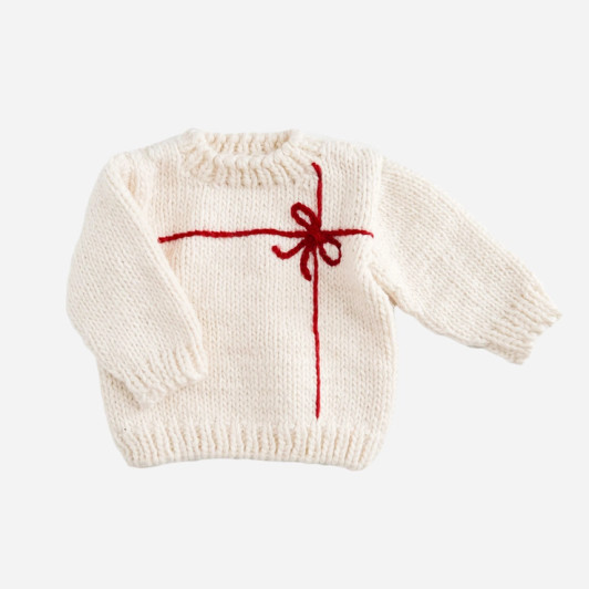  Present Sweater, Cream/Red | The Blueberry Hill