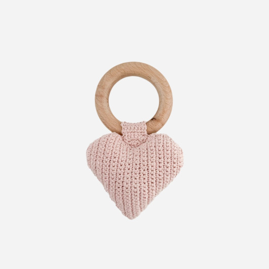  Cotton Crochet Rattle Teether Heart | The Blueberry Hill