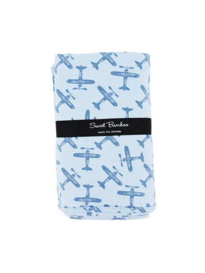 Big Kid Blanket | Airplane Blue | Sweet Bamboo