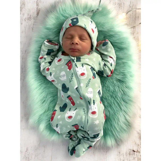 Reindeer | Organic Zip Footie | Siix Collection