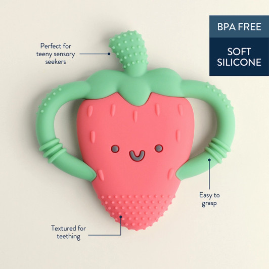 Chew Crew Silicone Handle Teether | Bonnie the Strawberry | Itzy Ritzy