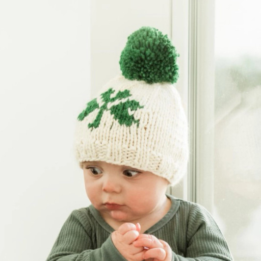 Shamrock St. Patrick's Day Hand Knit Beanie Hat | Huggalugs
