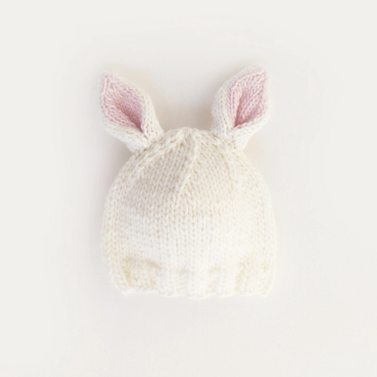 Bunny Ears White Beanie Hat | Huggalugs