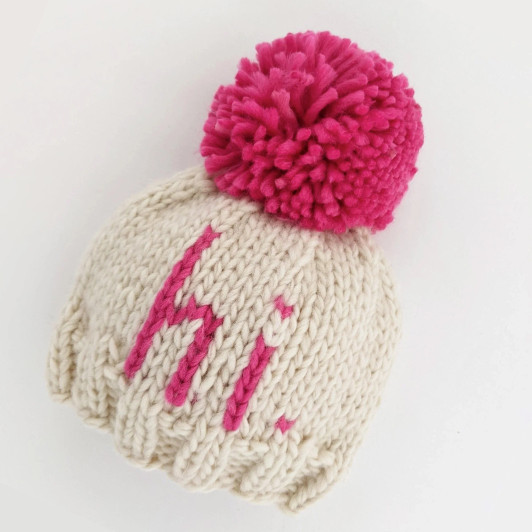 hi. Neon Hand Knit Beanie Hat