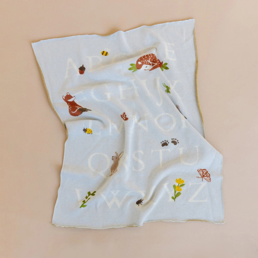 Introduce your little one to the alphabet and the wonders of nature with The Blueberry Hill ABC Woodland Blanket.