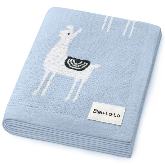 Luxury Knit Llama Swaddle Baby Blanket - Grey | Bleu La La