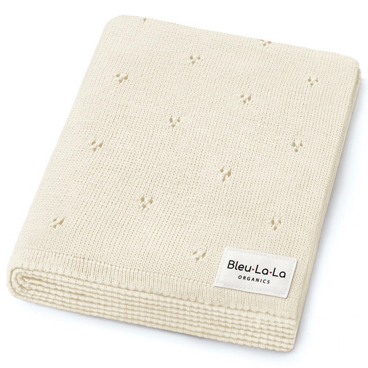 Organic Pointelle Luxury Knit Swaddle Blanket | Cream |  Bleu La La