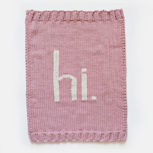 hi. Hand Knit Blanket Rosy Pink