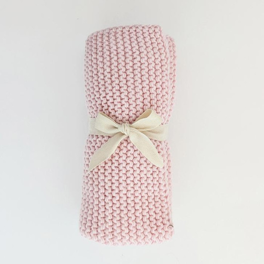 Huggalugs Blush Garter Stitch Knit Blanket